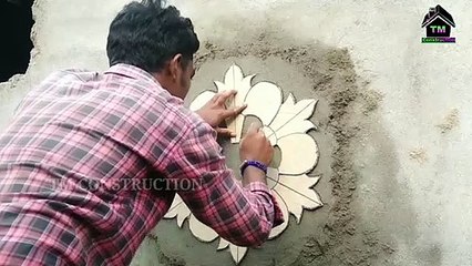 Wall flower design || Cement flower design || TM construction