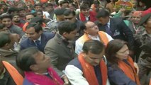 BJP President JP Nadda Holds Door-To-Door Campaign In Greater Kailash