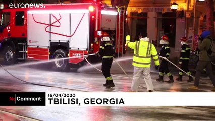 شاهد: حملات تطهير وتعقيم واسعة في العاصمة الجورجية لمكافحة كورونا