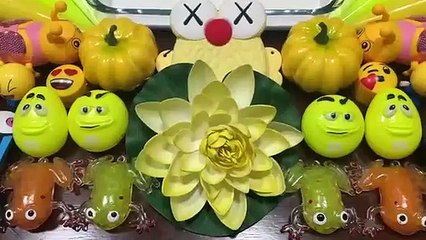 Full Yellow Piping Bags !! Mixing Random Things Into Glossy Slime !