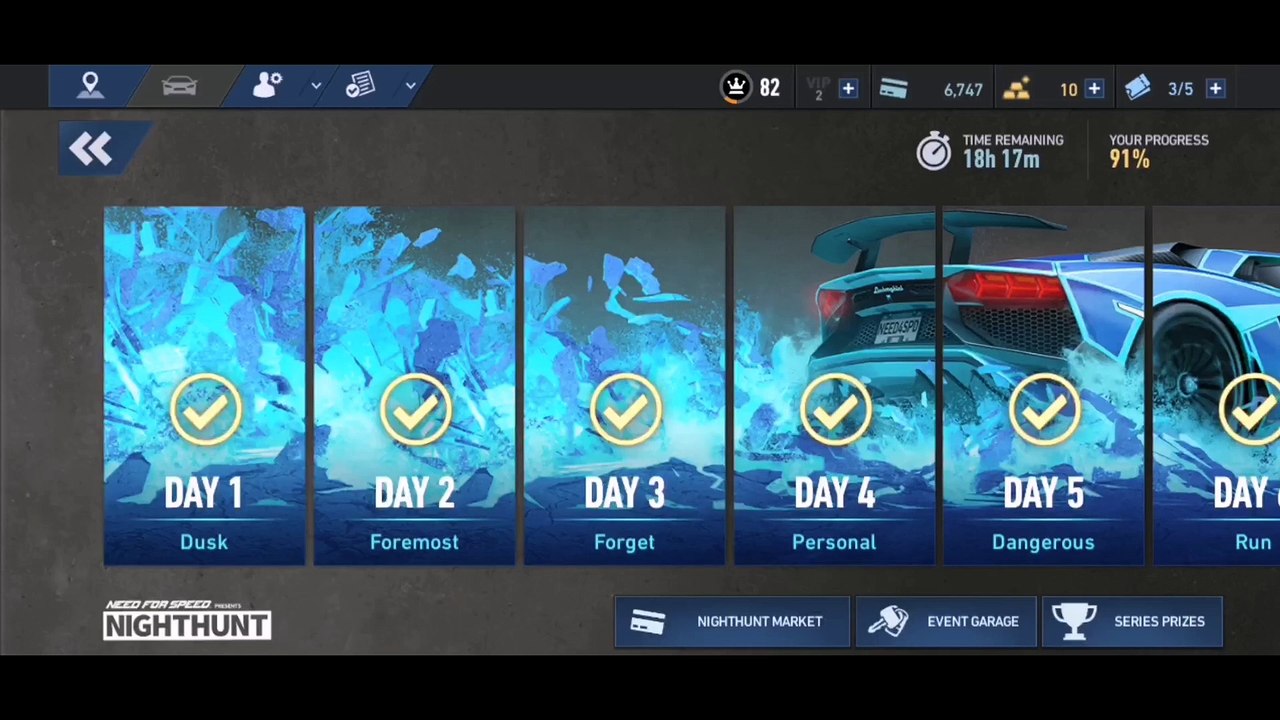 NFS No Limits Gameplay - Nighthunt - Lamborghini Aventador SV - Day 7 (Event 11 - 16)