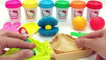 Learn Colors Hello Kitty Dough with Ocean Tools and Cookie Molds Surprise Toys Kinder Eggs