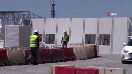 Sancaktepe'de yapılan hastane inşaatı sokağa çıkma kısıtlamasında da devam ediyor