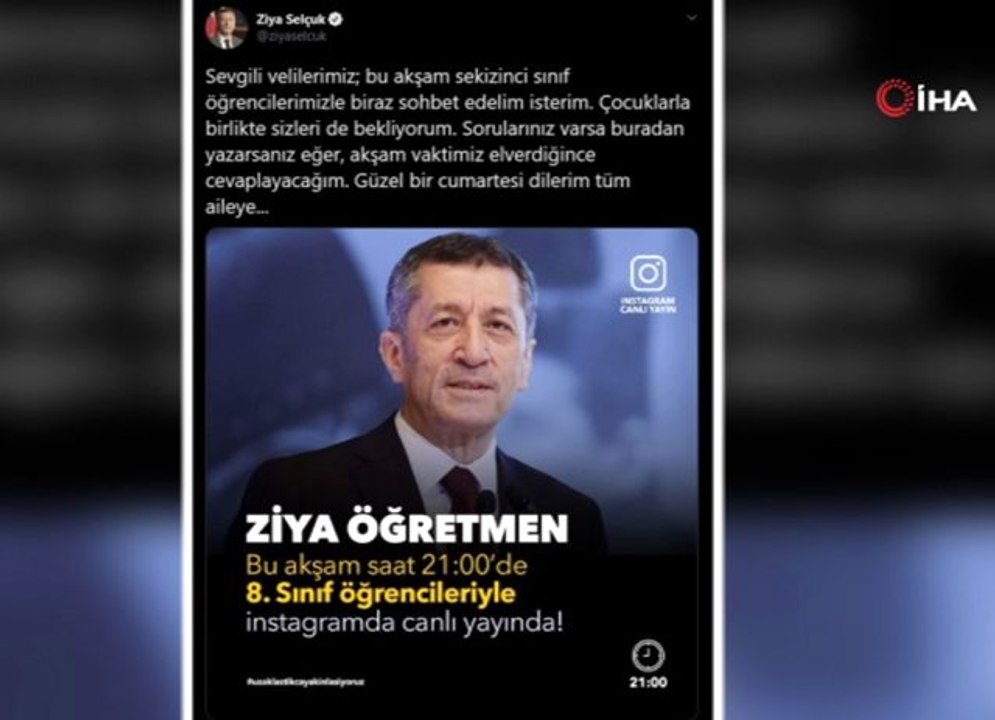 Bakan Selçuk'tan 8. sınıflarla özel canlı yayın