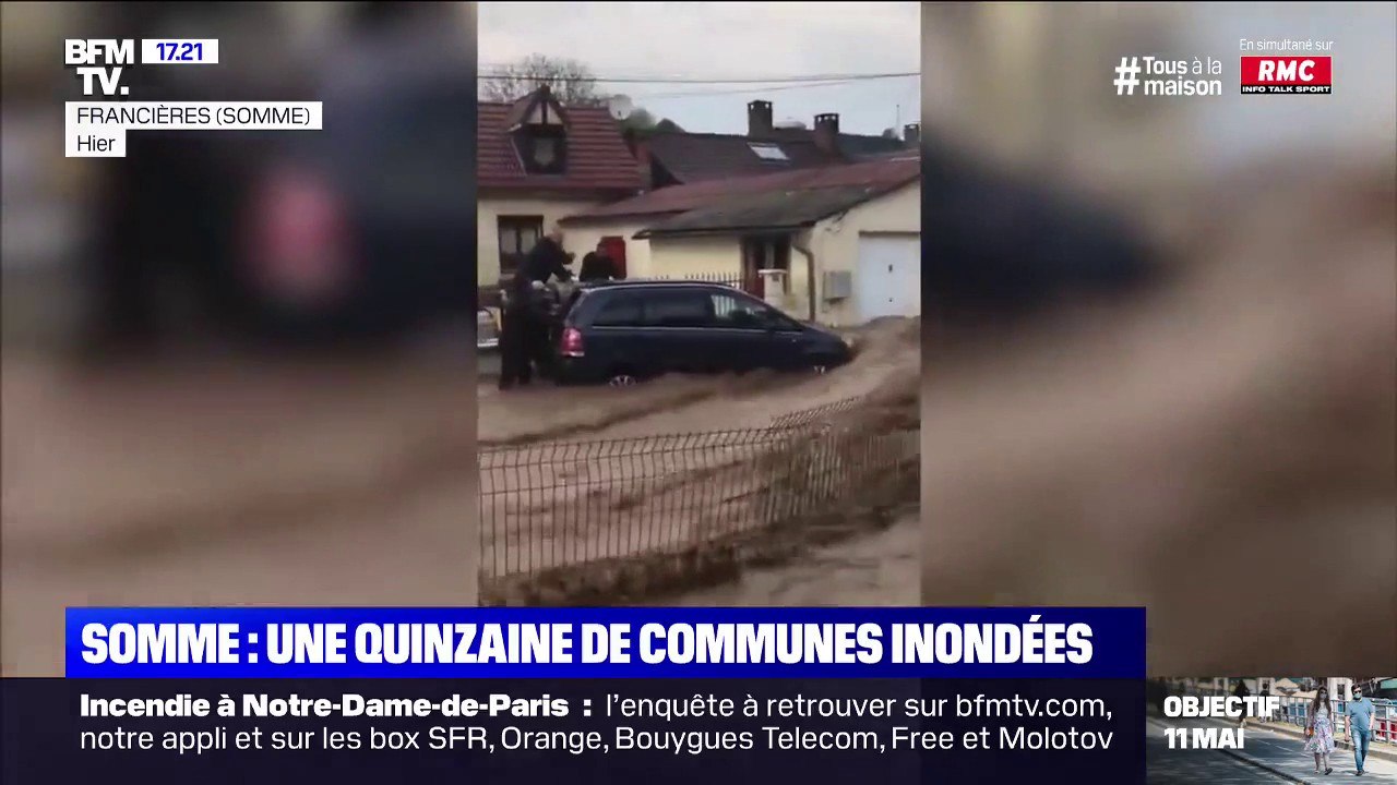 Inondations: des rues transformées en torrents dans la Somme