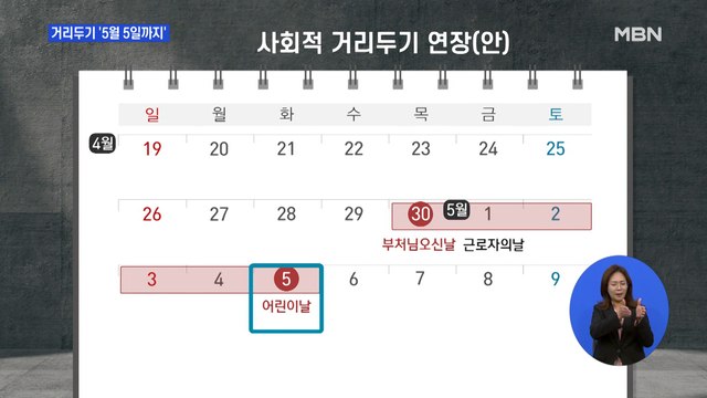 사회적 거리두기 2주 연장 '가닥'…5월 5일 어린이날까지