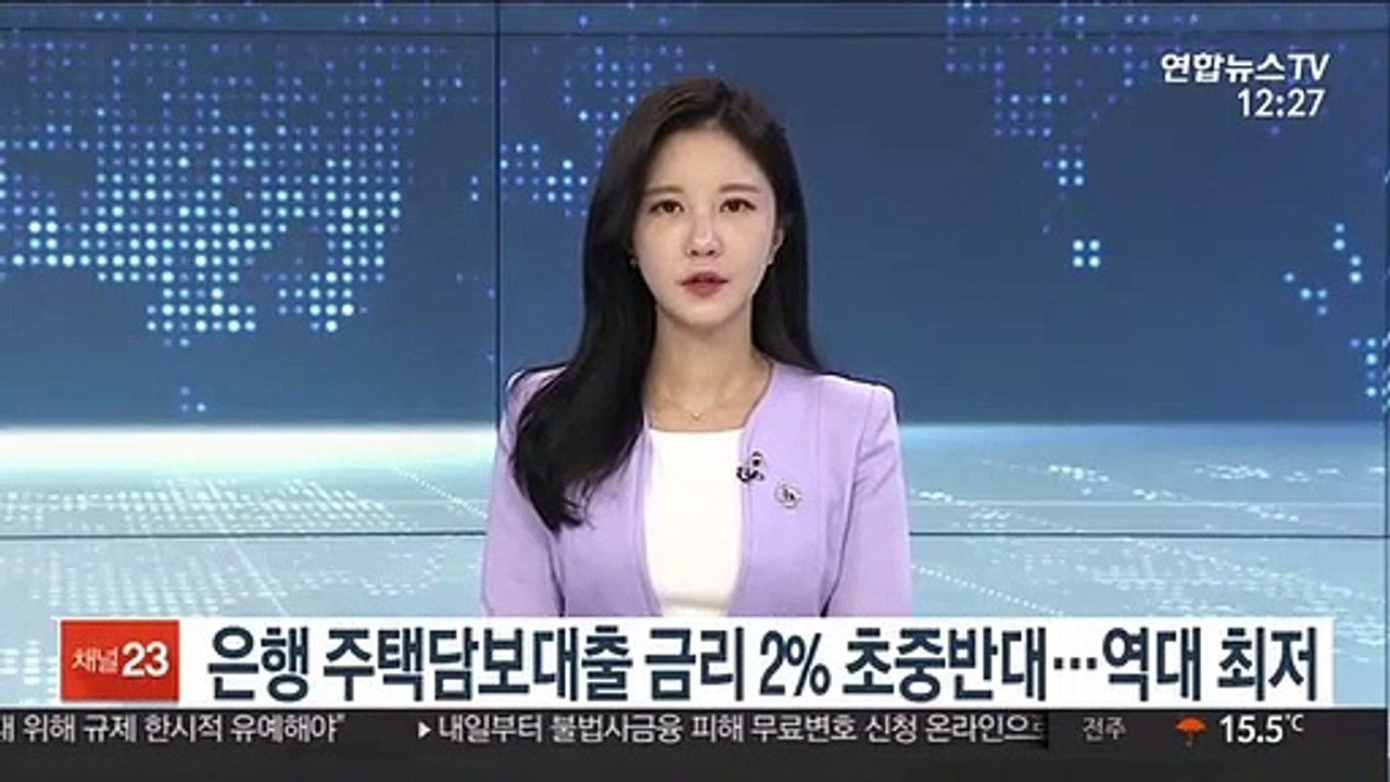 은행 주택담보대출 금리 2% 초중반대…역대 최저
