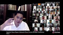 Menteri BUMN Erick Thohir memberikan sambutan pada acara serah terima jabatan di Kementerian BUMN.