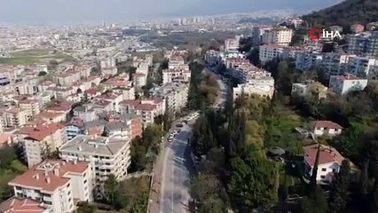 Bursa'da boş caddeler havadan görüntülendi