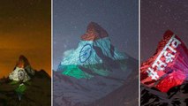 Indian Flag Projected on Matterhorn Mountain in Swiss Alps for Solidarity