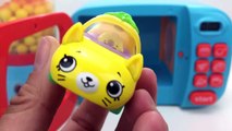 Learn Colors with Squishy Balls and Microwave Shopkins Cutie Cars Toys