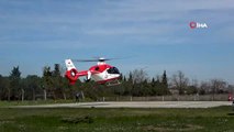 Mide kanaması geçiren yaşlı adım ambulans helikopter ile hastaneye yetiştirildi