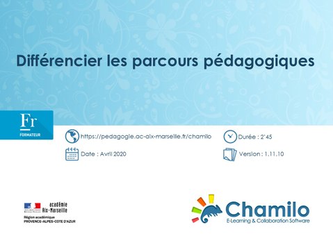 Chamilo - Différencier les parcours pédagogiques
