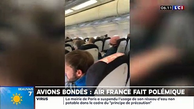 Coronavirus : Après France 2, LCI diffuse ce matin des images d'un autre vol Air France bondé, sans aucune distanciation entre passagers,collés les uns aux autres dans la cabine