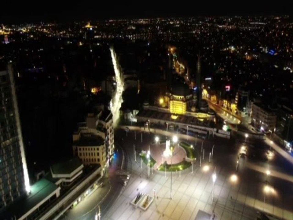 Sokağa çıkma kısıtlamasının bitmesinin ardından Taksim Meydanı havadan görüntülendi