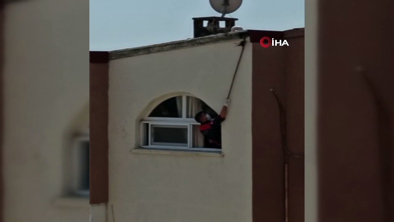 Ayağı ipe takılan ebabil kuşunu Can-Kur kurtardı