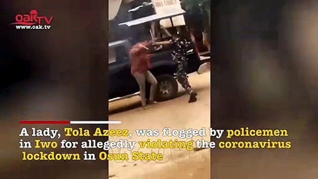 Nigerian Policemen flogs lady for alleged violation of lockdown