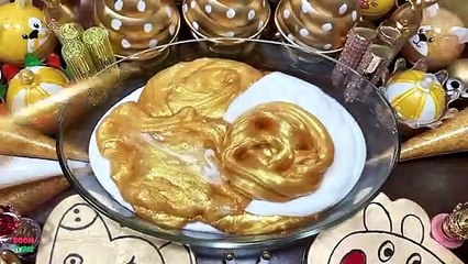 GOLD Slime - Mixing Glitter Into Gold Slime !! Satisfying Slime Videos .