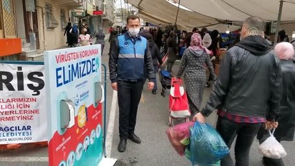 Bağcılar'daki semt pazarlarında tezgahlar tek yönlü kuruldu