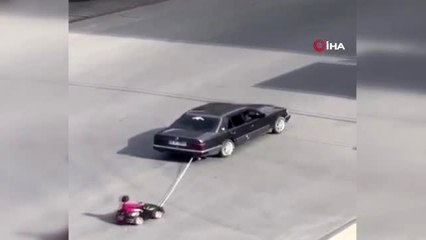 Akülü araçtaki çocuğunu otomobille çeken baba serbest bırakıldı