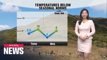 [Weather] Chilly with strong gusts, sunnier skies