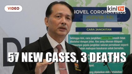 Malaysia reports 3 new deaths, 57 new cases