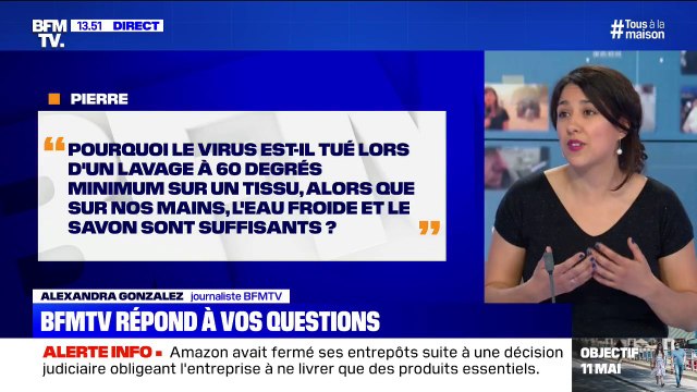 Pourquoi le virus est tué sur les tissus à 60°, alors que de l'eau froide et du savon suffisent sur les mains?
