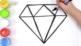 Let's learn to glitter Diamond drawing and coloring for kids - TOBiART