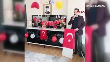 Sivaslı ailenin, evdeki 23 Nisan kutlaması gülümsetti