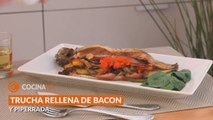 Trucha al HORNO rellena de bacon, pimientos y setas ¡Fa´cil y rápido!- Cocinatis