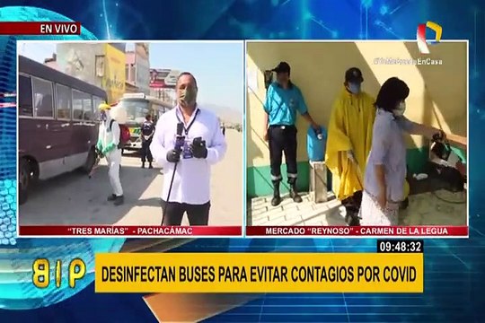 Desinfectan buses para evitar contagios de Coronavirus
