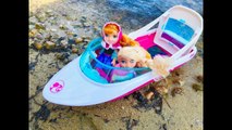 NEW Barbie DOLPHIN MAGIC Motor Boat Toy Opening with DISNEY FROZEN Anna and Elsa Toddler  Dolls-