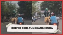 Kocak, Aksi Driver Ojol Tunggangi Kuda