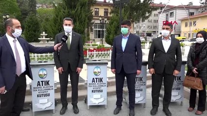 Tokat Belediyesi'nden maske ve eldivenler için atık kutusu
