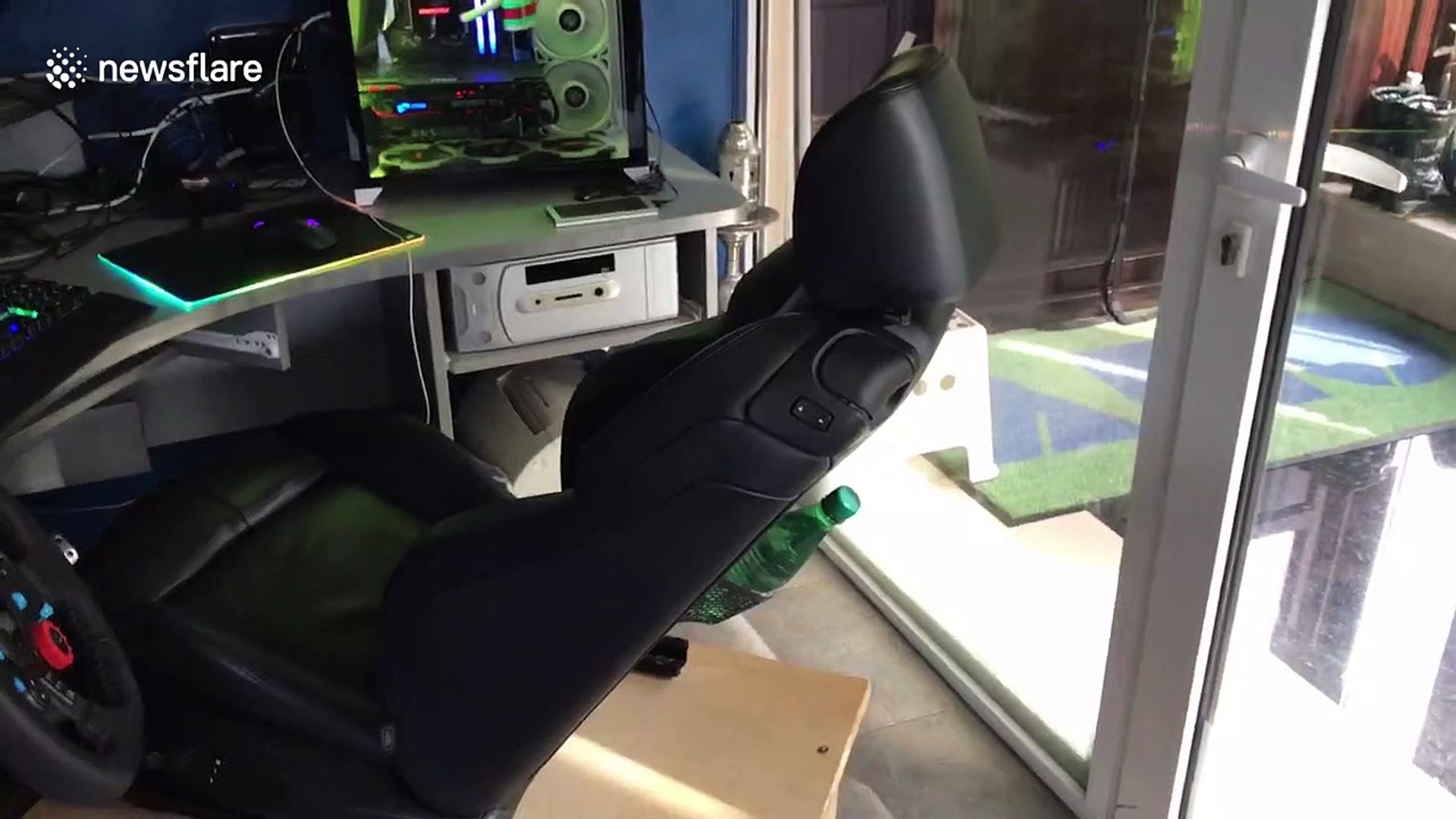 ⁣Bulgarian gamer adapts old BMW seat for gaming setup in quarantine