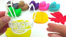 Learn Colors Play Doh Ducks with PJ Masks Molds Surprise Toys Minions Disney Kinder Rhymes for Kids