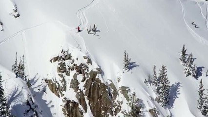 Professional Skier Front Flips From Massive Cliff