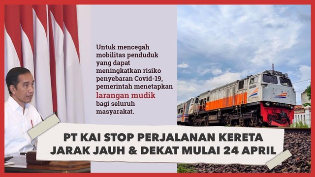 Larangan Mudik, KAI Stop Perjalanan Kereta Jarak Jauh dan Dekat Mulai 24 April