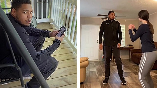 Une femme tente de mettre en pratique son cours de self-défense sur son mari