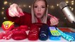 ASMR RED FOOD VS BLUE FOOD, GIANT GUMMY WORM, SOUR CANDY, WAX LIPS, SHEET JELLY, CANDY MUKBANG 먹방