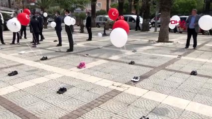 MANİSA Törende öğrencileri ayakkabılar temsil etti