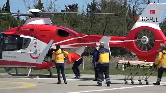 Yaşlı adam ambulans helikopterle hastaneye yetiştirildi