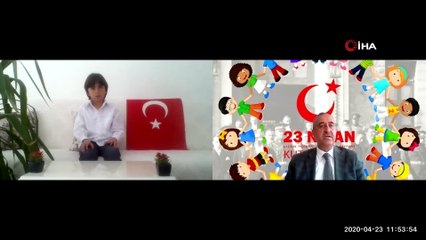 23 Nisan kutlamasında, telekonferansla temsili başkan oldu