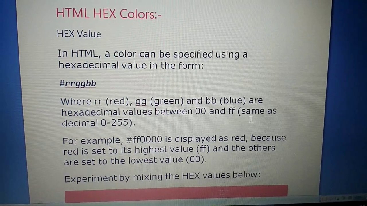 Html color hex value Explain |2020