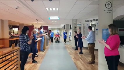 Surrey Hospital staff  applaud as 100th coronavirus patient goes home