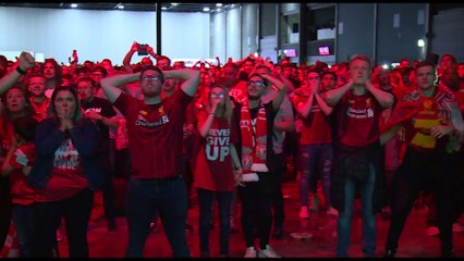 Liverpool fans celebrate first goal