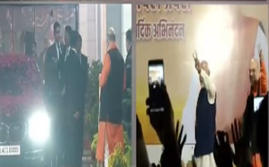 बीजेपी मुख्यालय पर पीएम मोदी का हुआ भव्य स्वागत