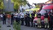 Philippeville: pompiers, ambulanciers, policiers devant le home Vauban (23.04.20)