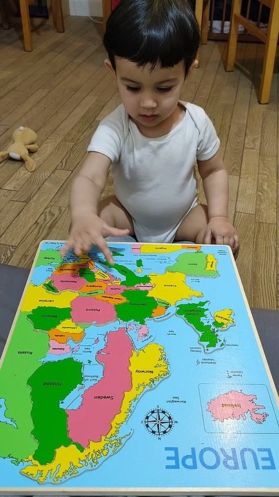 19-month-Old Mastering the Europe Map