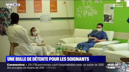 Download Video: Coronavirus: un hôpital parisien a installé une bulle de détente pour les soignants